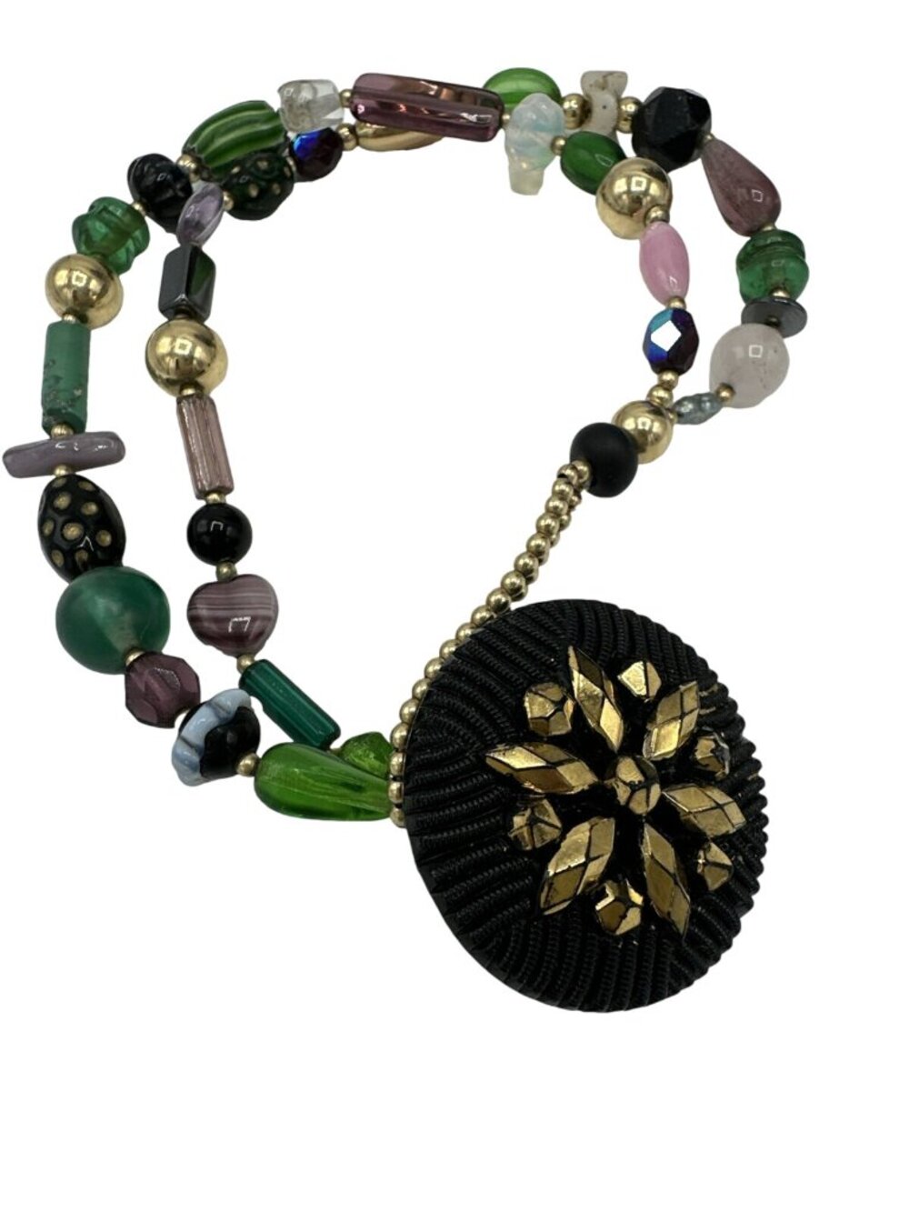 Beaded Bracelet Double Strand Boho Artsy Chunky 8" Fashion Jewelry Intricate